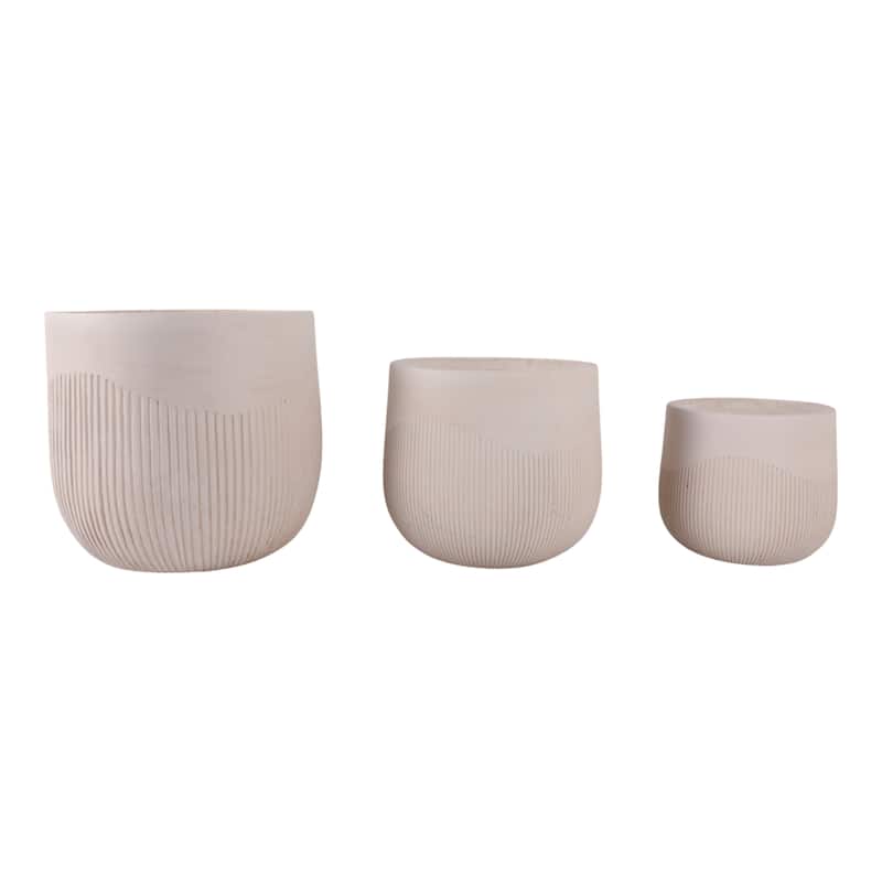 Polyresin Planter Carved Sculptural Design Minimalist Style (Set of 3)