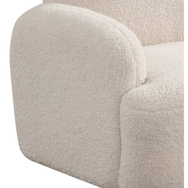Raye Bear Shaped Kids Armchair with Black Legs, Beige Teddy Velvet