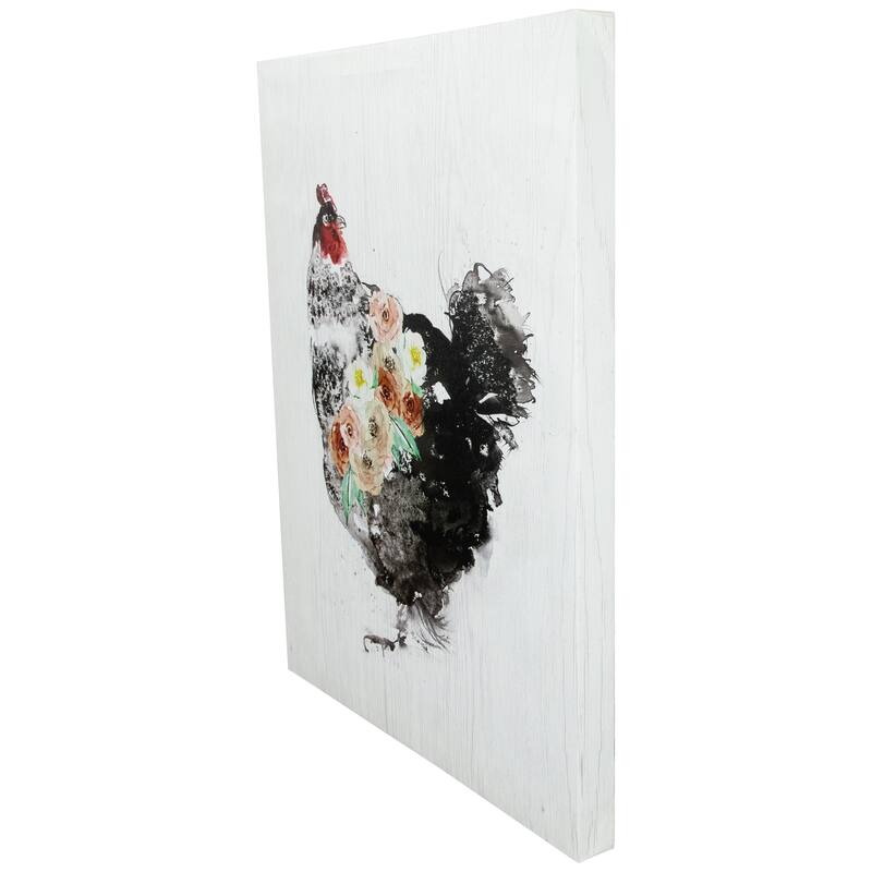 Hen with Flowers Canvas Wall Art - 19.5" x 15.75" - 19.5" x 15.75"
