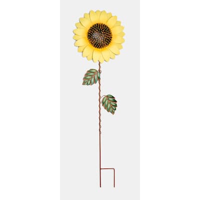 37" Metal Sunflower Garden Stick