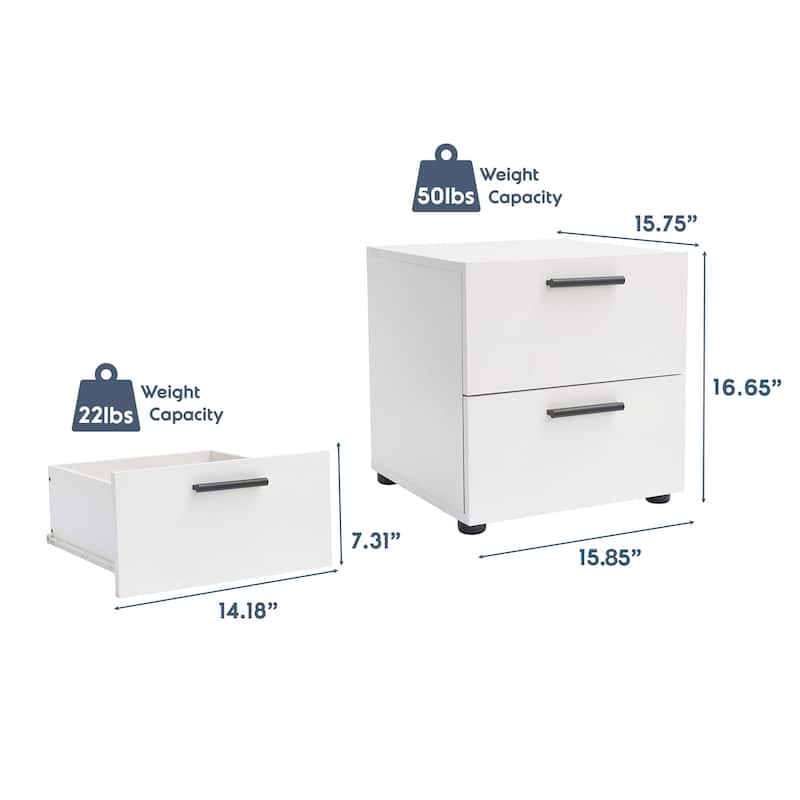 Nestl 2 Drawer Wooden Night Stand