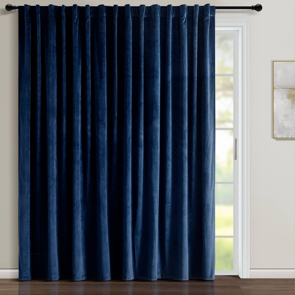 Lush Decor Prima Velvet Solid Light Filtering Back Tab-Rod Pocket Wide Width Single Curtain Panel (1Panel)