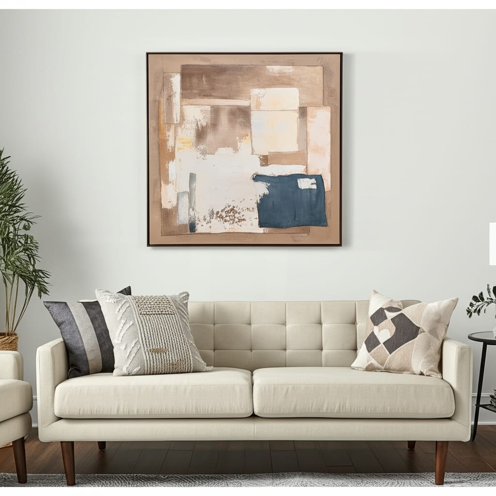 Canvas Wall Art Wood Frame Abstract Geometric Design - 40" Multi