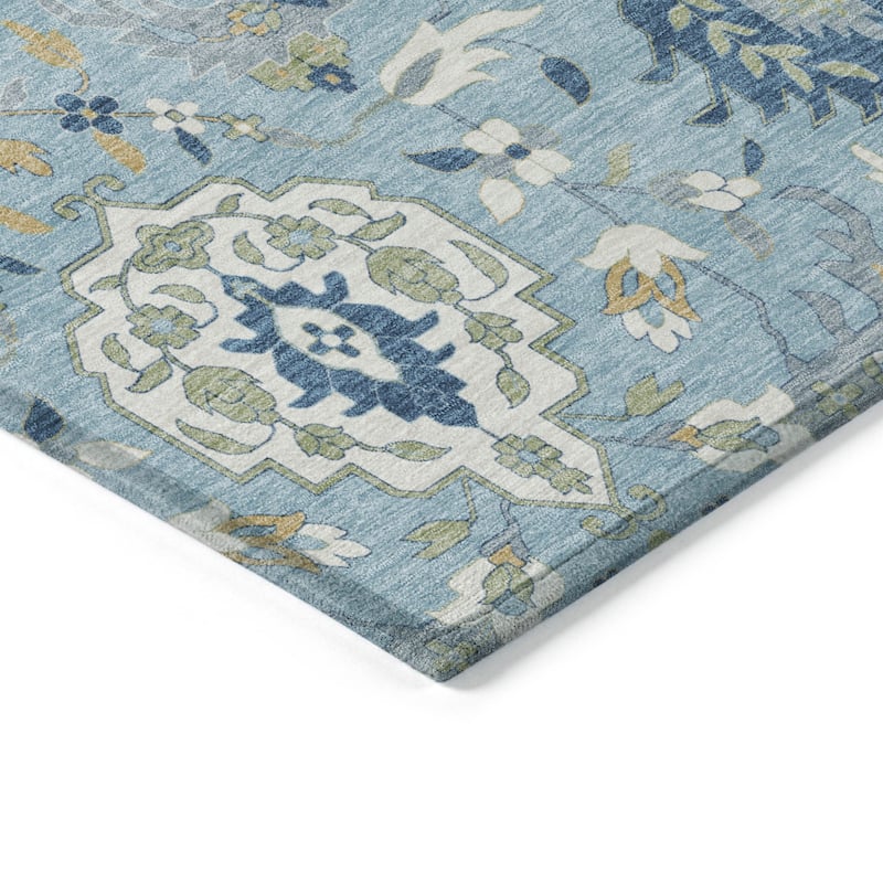 HomeRoots Damask Traditional Rectangle Outdoor Rug
