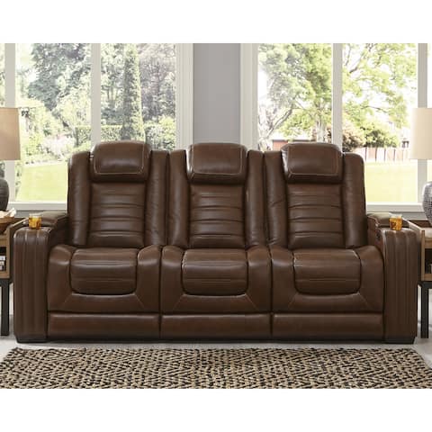 Backtrack Chocolate Power Recliner Sofa with Adjustable Headrest - 87"W x 39"D x 45"H