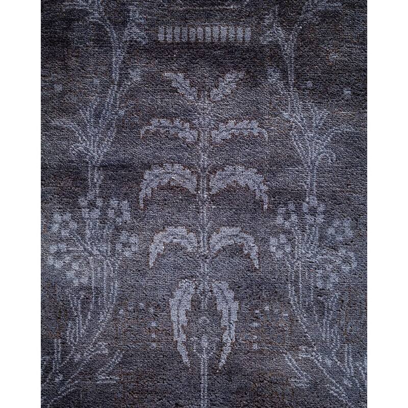 Overton Hand Knotted Wool Vintage Inspired Modern Contemporary Overdyed Purple Area Rug - 9' 1" x 12' 3"