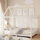 preview thumbnail 4 of 14, Wood Full Size House Bed with Guardrail and LED Light, White