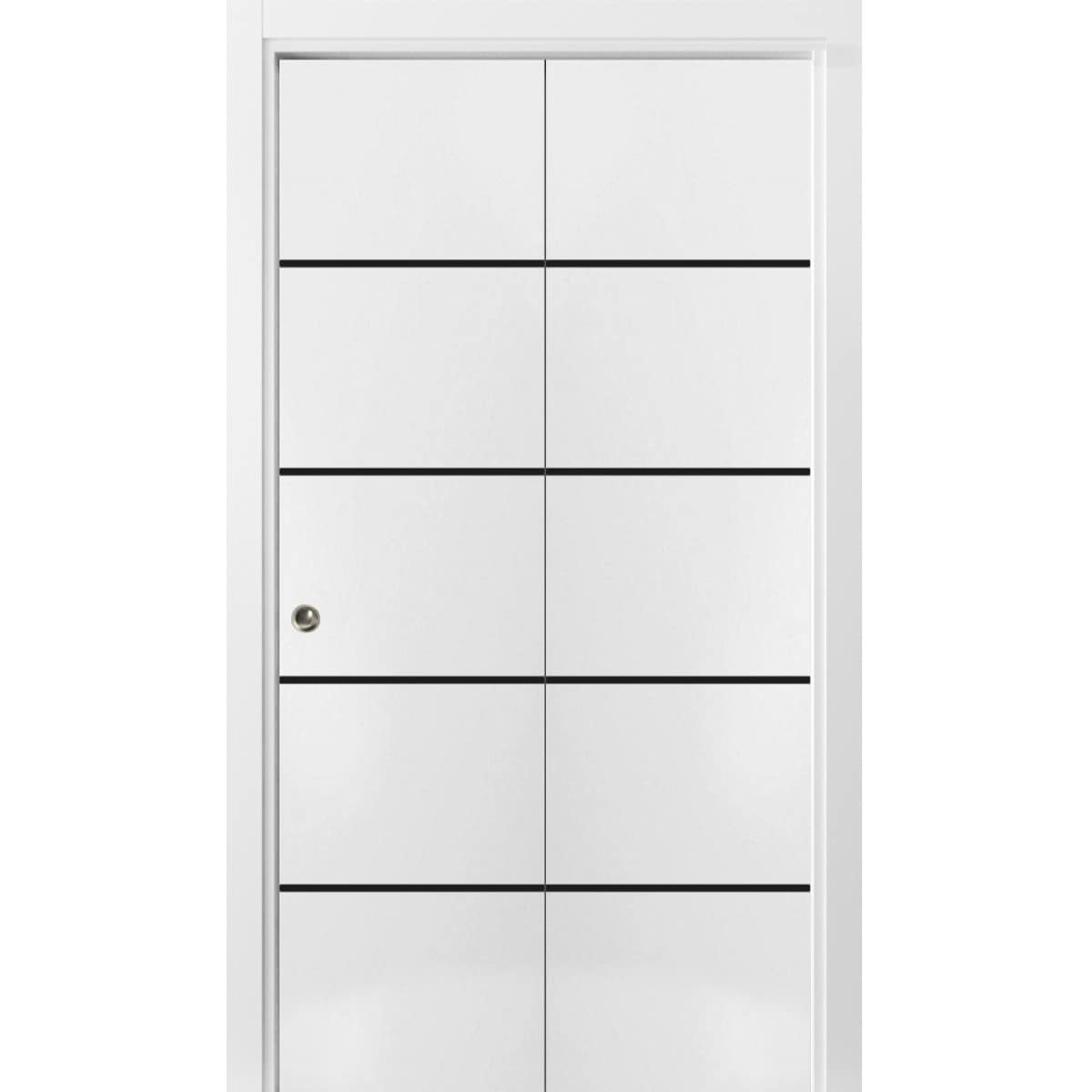 SartoDoors Planum 0015 | Closet Door Bi-fold Door | Solid Wood | Hardware Set | 36x80, White Silk Bedroom Door Bathroom Door