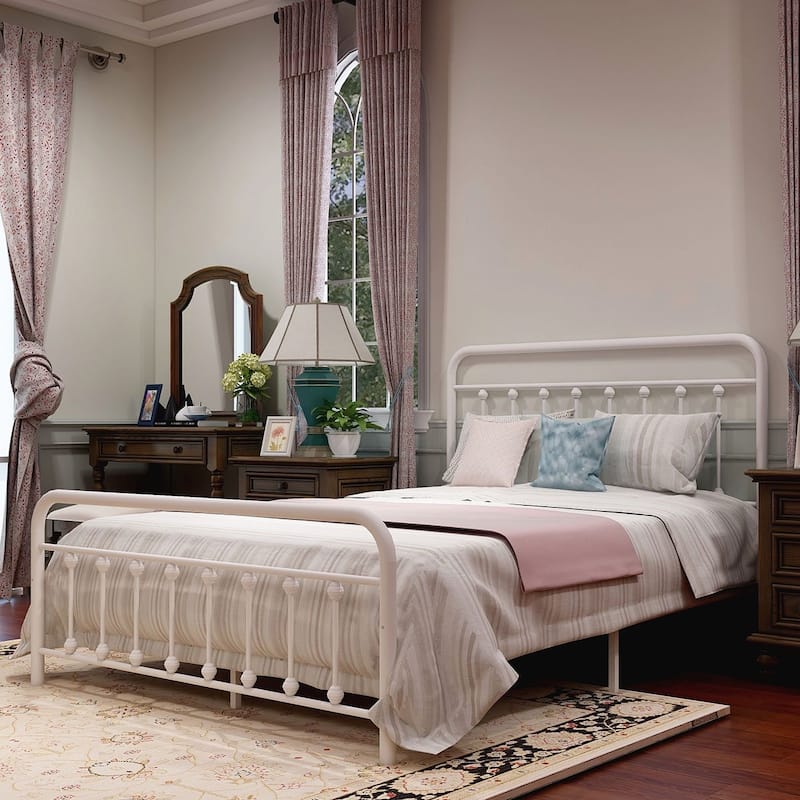 Alazyhome Simple Vintage Metal Platform Bed Frame, Easy-Assembly
