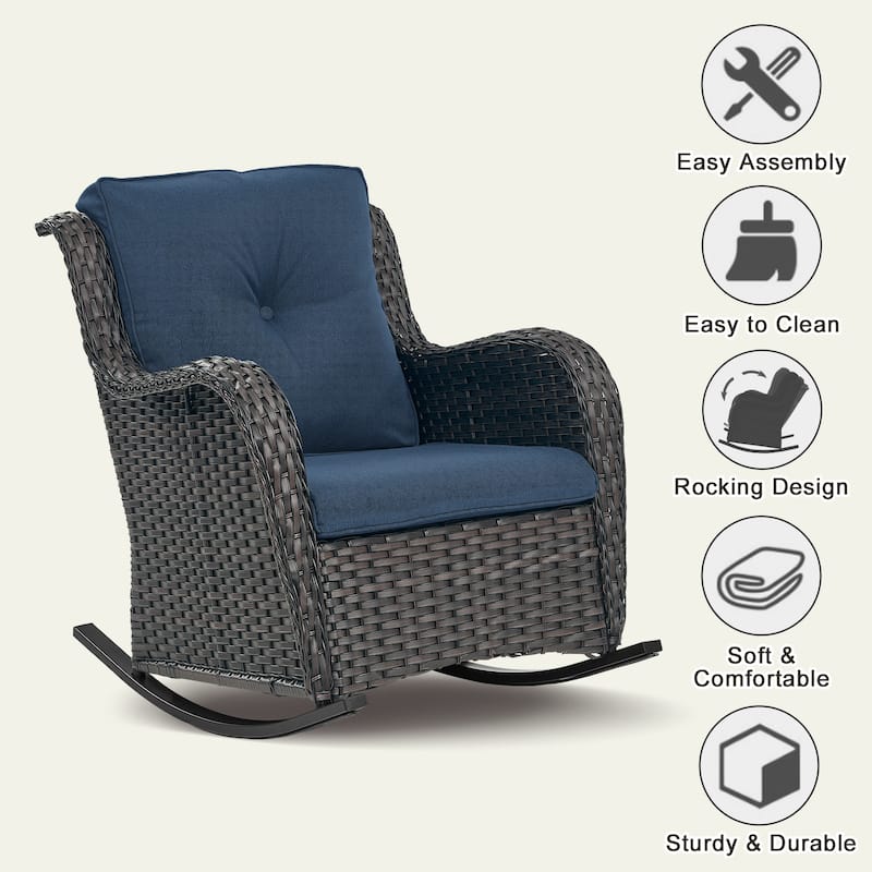 Gymojoy Patio Rocking Chair with Comfortable Cushions