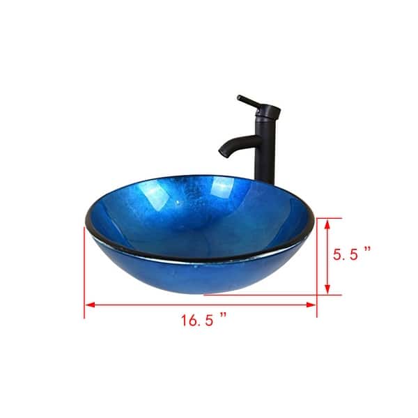 Bathroom Glass Vessel Sink Oil Rubbed Bronze Faucet Drain Combo On