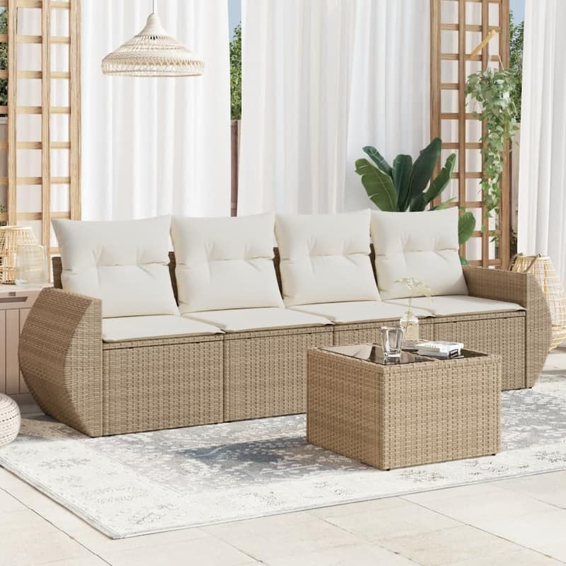 vidaXL Garden Sofa Set - Beige and cream With table