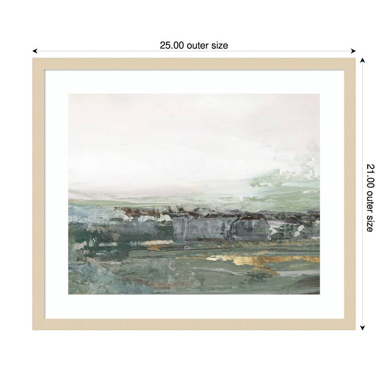 Misty Horizon Over Weathered Landscape by Hannah Dawson Wood Framed Wall Art Print - Svelte Natural - 25 x 21 in
