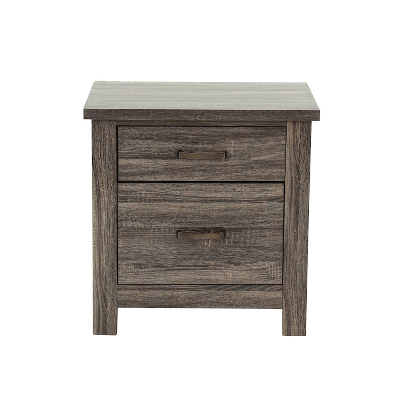 Wooden 2 Drawers Nightstand in