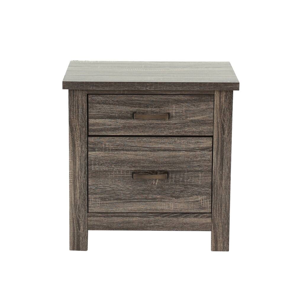 Wooden 2 Drawers Nightstand in