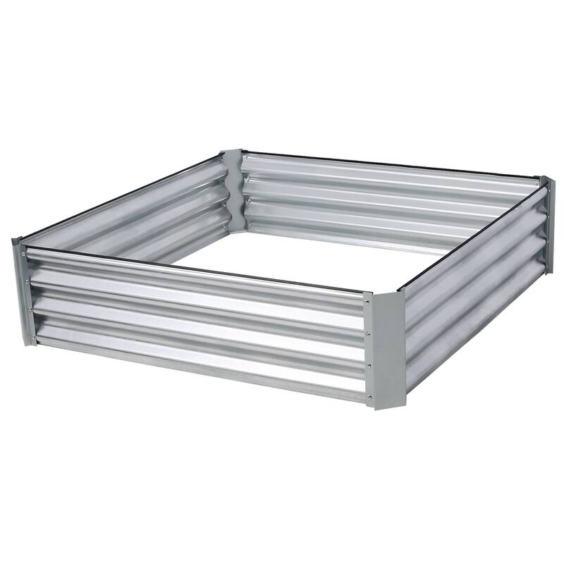 4x4x1ft Square Elevated Outdoor Galvanized Planter Pot