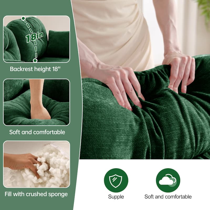 Homy Casa Green Chenille Loveseat, Tufted Modular 2-Seat Sofa Couch