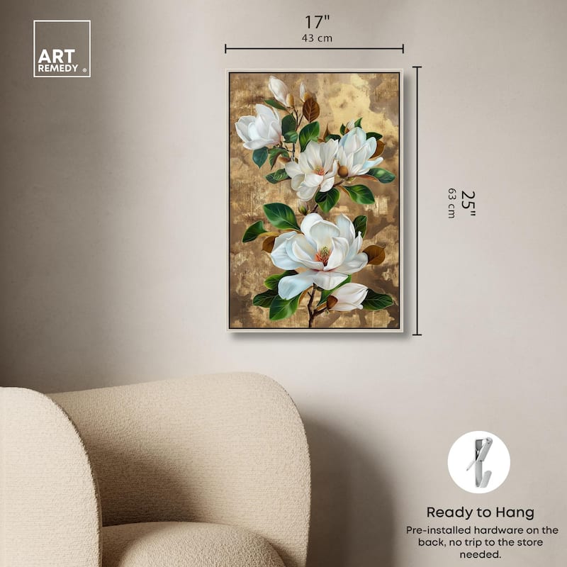 Guilded White flora Canvas by Art Remedy