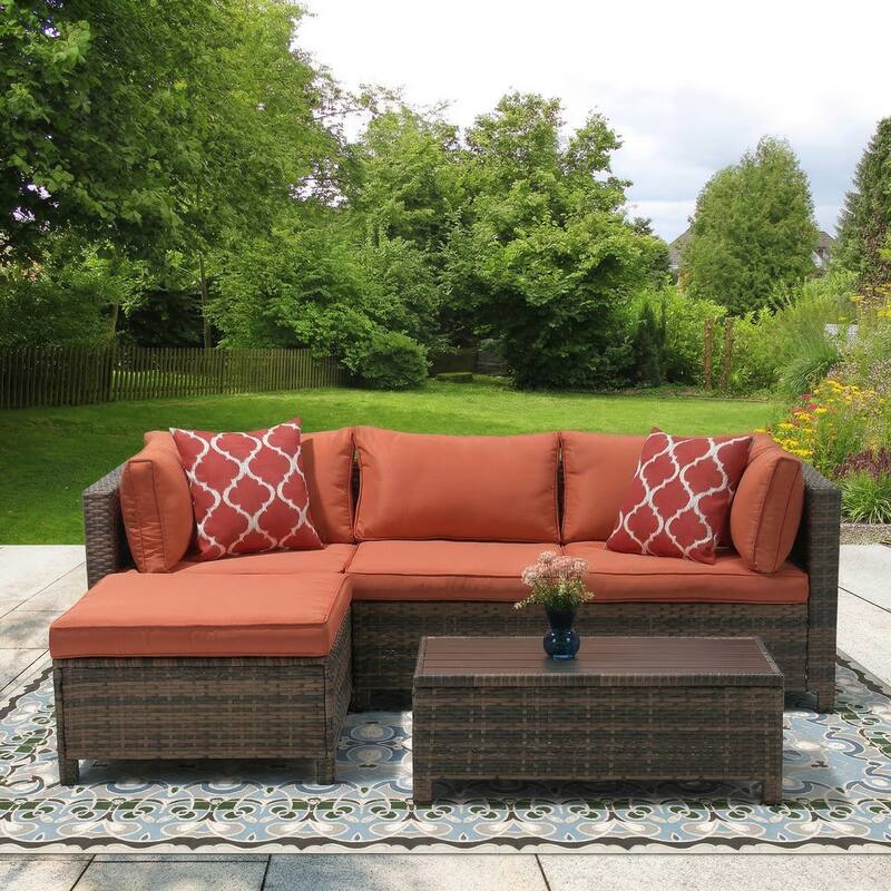 3 Pieces Wicker Patio Outdoor Sectional Set