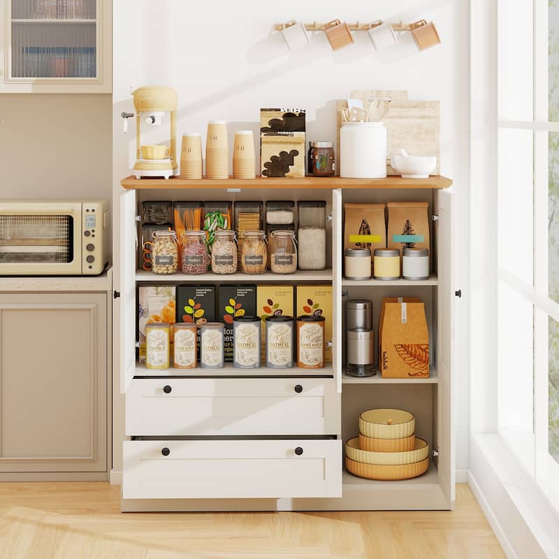Gymax Sideboard Buffet Cabinet Kitchen Pantry Hutch Storage Cabinet