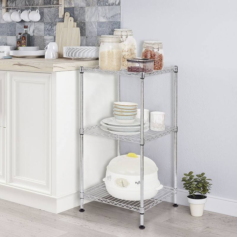 Black 3-Tier Black Wire Shelving Tower