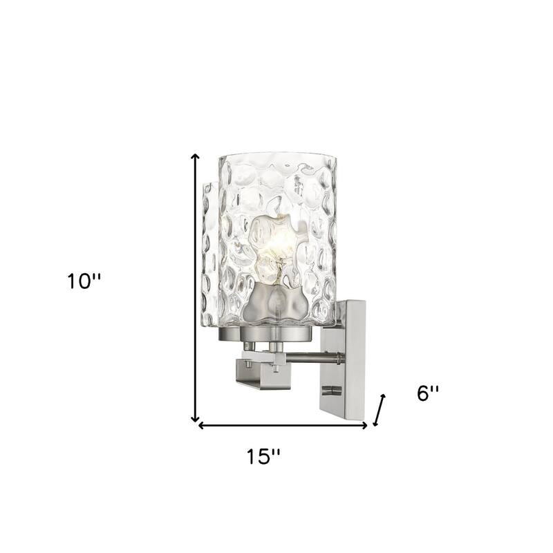 Hardwired Double Light Wall Sconce with Dimmable Steel Fixture and Clear Glass for Bathroom or Hallway - 10" H x 15" W x 6" D