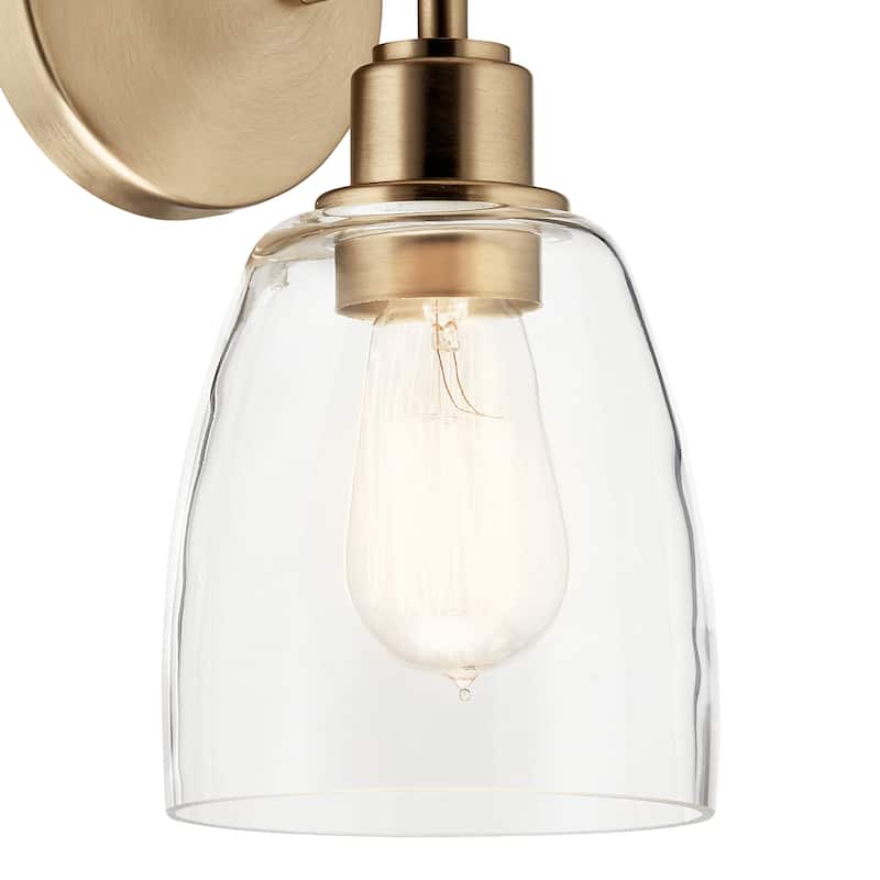 Kichler Lighting Meller 11.25 in. 1-Light Champagne Bronze Wall Sconce with Clear Glass