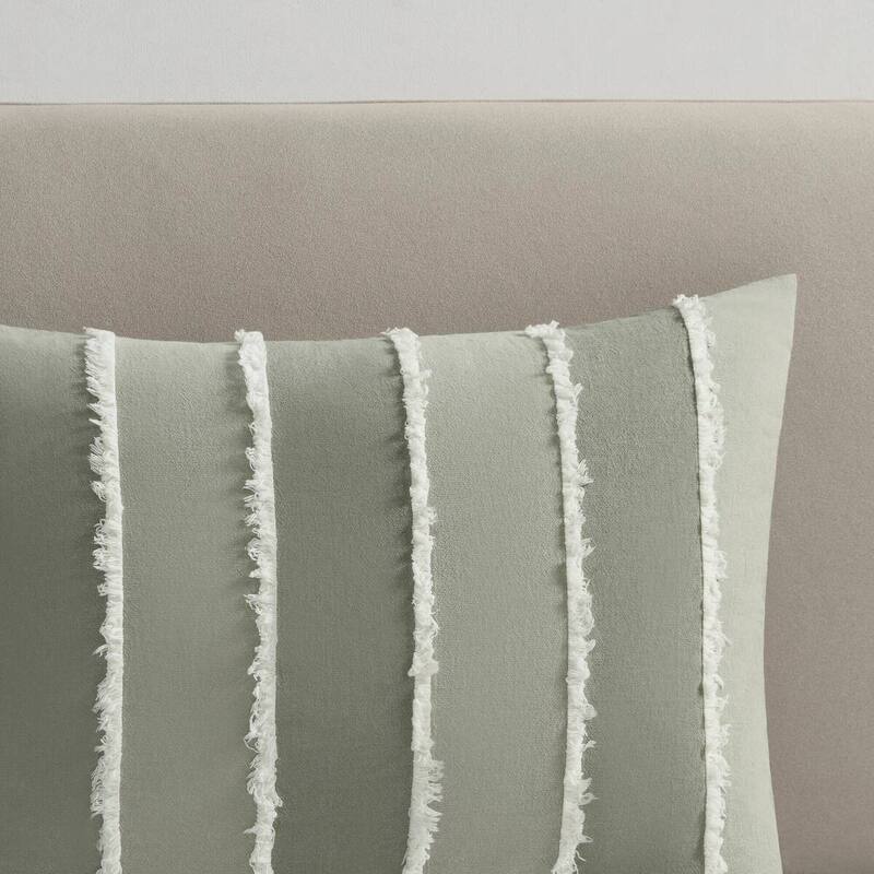 GDF Studio - Marceline Striped Cotton 3-Piece Comforter Set with Clip Jacquard Trim