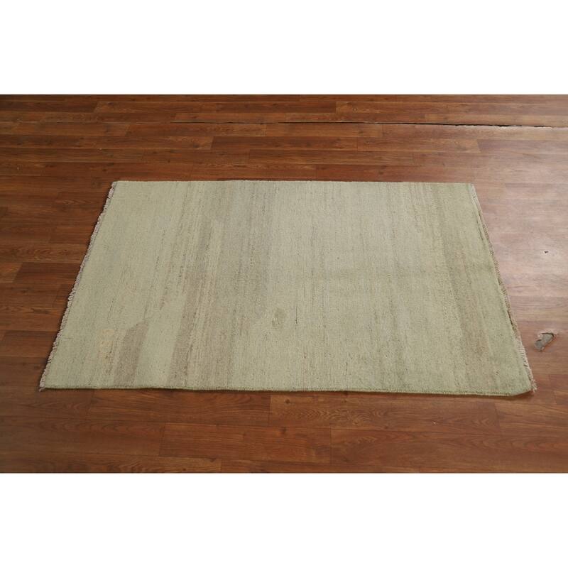 Modern Green Gabbeh Oriental Foyer Rug Handmade Wool Carpet - 2'8"x 4'0"