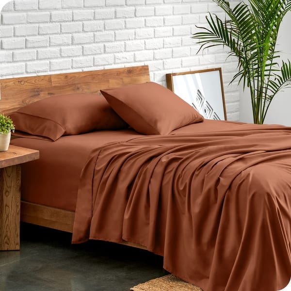 Bare Home Double Brushed Deep Pocket Sheet Set - Queen - Terracotta