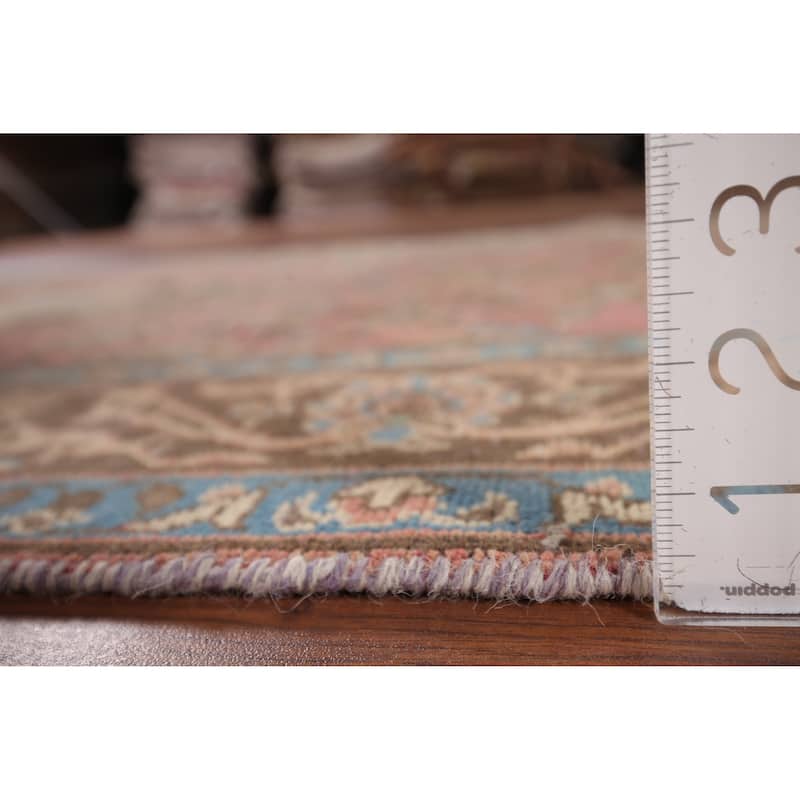 Pink Kashan Persian Vintage Runner Rug Handmade Wool Carpet - 3'11" x 12'9"