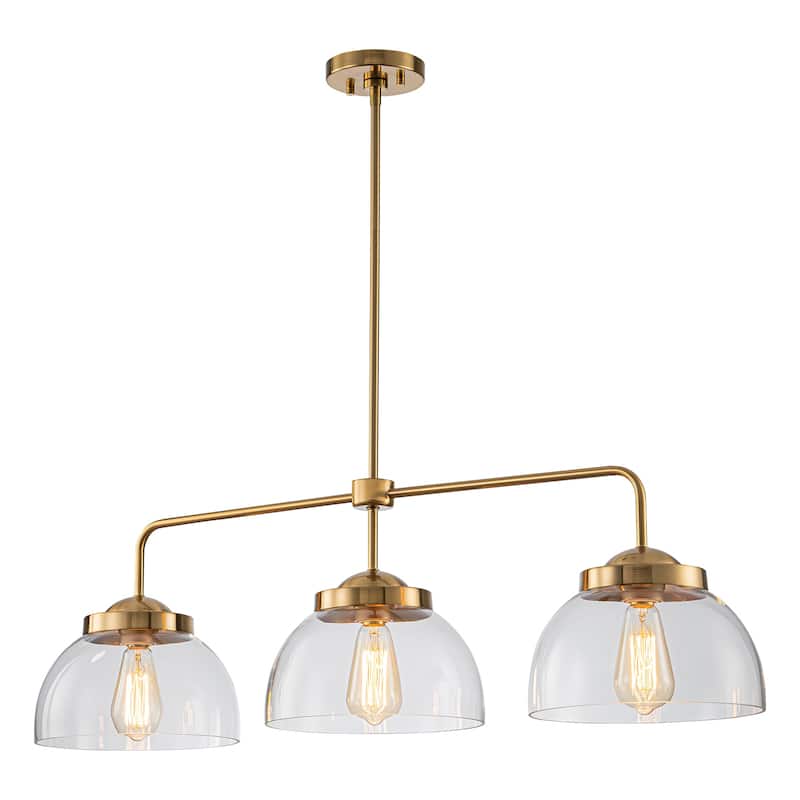 37.4 inch 3-Light Modern Glass Linear Kitchen Island Pendant Light - 37.4 inch - 37.4 inch