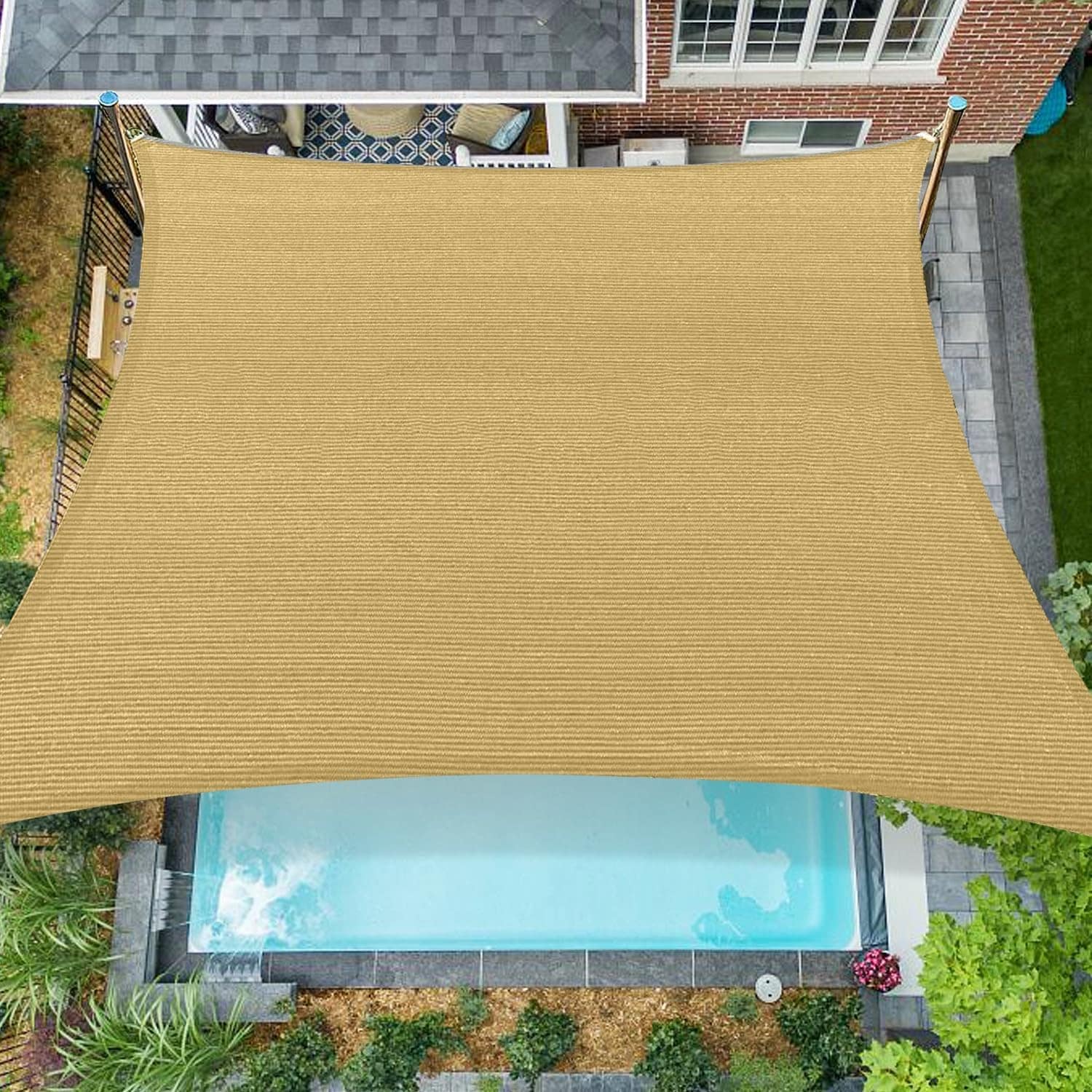 16'x20' Rectangle Sun Shade Sail for Outdoor UV Protection and Cooling Comfort