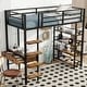 preview thumbnail 5 of 11, Twin Size Metal Loft bed with Desk and Shelves, Black