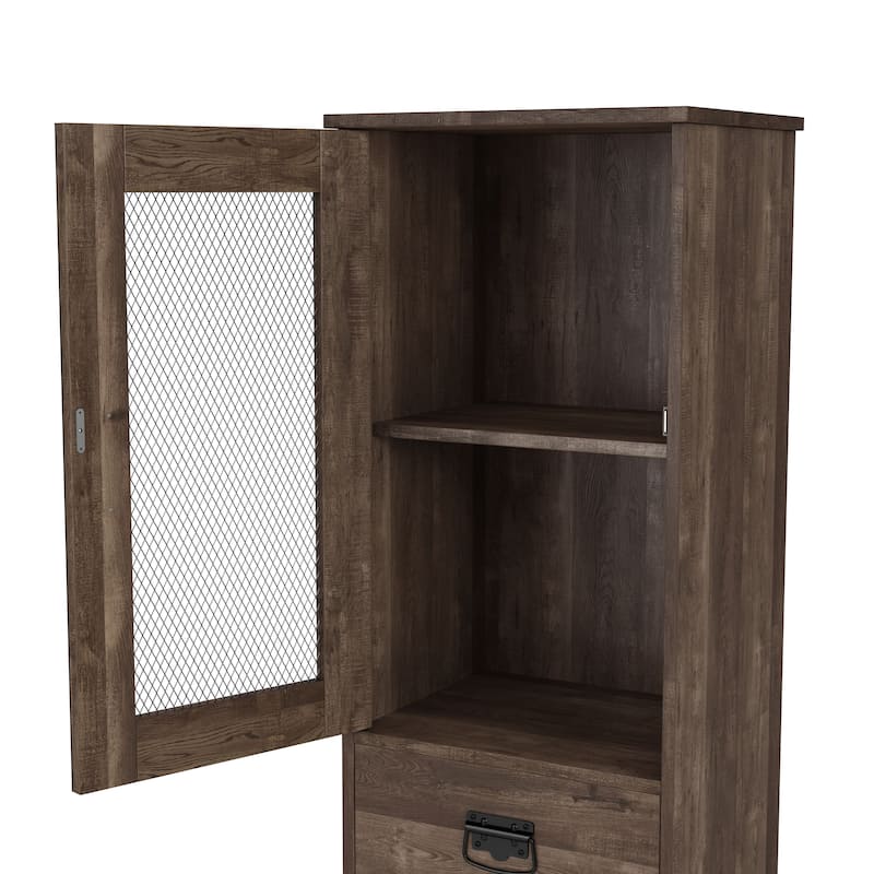 DH BASIC Industrial 3-shelf Tower Cabinet with Wine Bottle Storage by Denhour