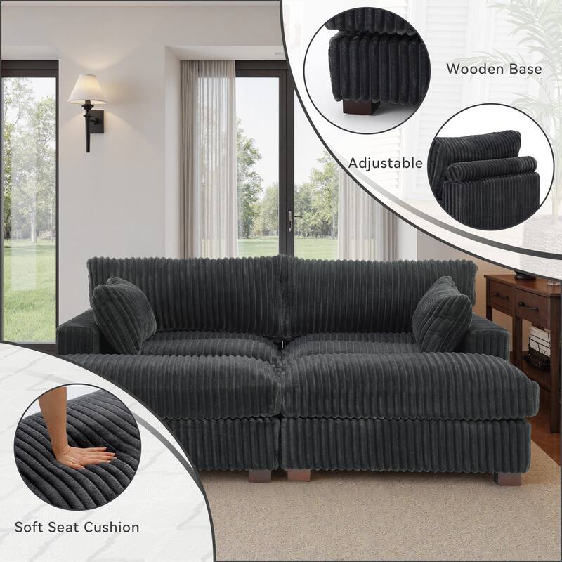 80"W Plush Modular Sectional Sofa with Pillows for Living Room