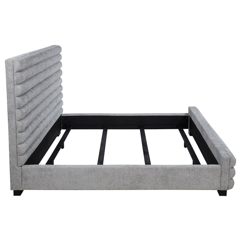 Patricia Boucle Upholstered Bed Grey