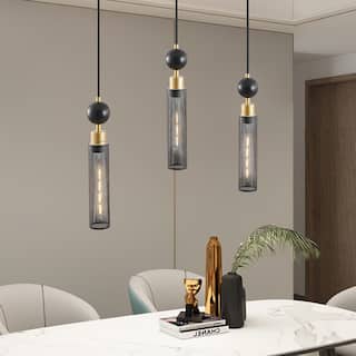 Cusp Barn Chandelier Modern Pendant Light Black and Gold Adjustable Hanging 3 Lights