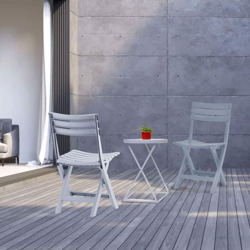 Outdoor Folding Chair Set of 2 Space-Saving UV Resistant Patio Seating