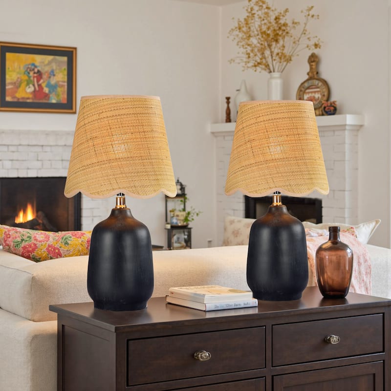 Traditional Ceramic Woven Table Lamp for Living Room