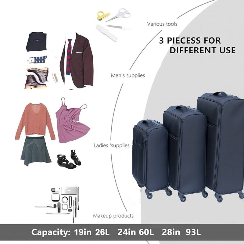 (20+24) Two-piece suitcase suitcase set Oxford trolley case without password lock universal wheel