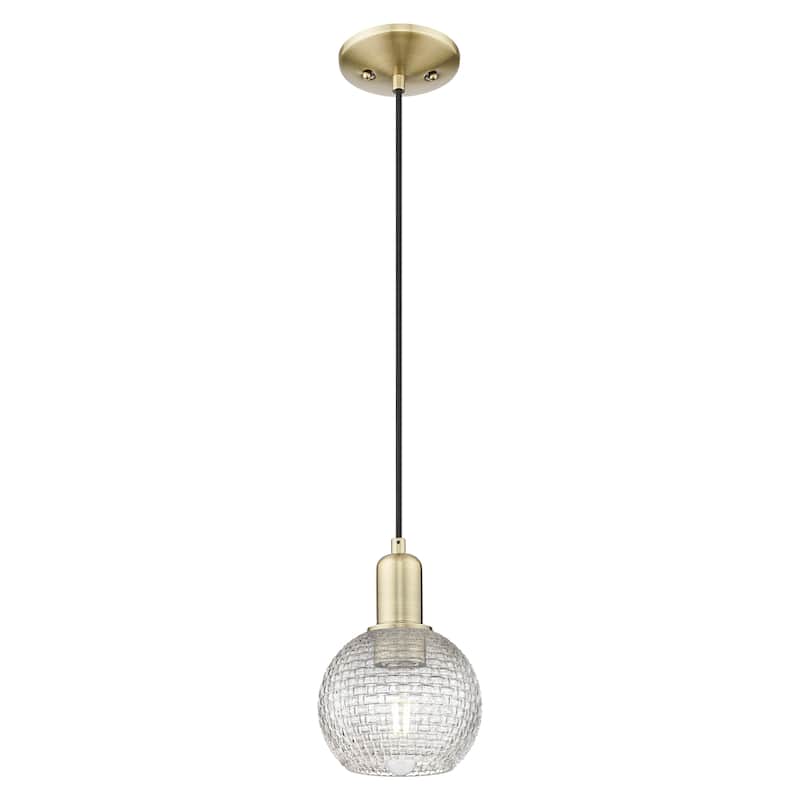 Innovations Lighting Endless Possibilities Arcadia - Athens - 1 Light 6" Basketweave Cord Hung Mini Pendant - Antique Brass
