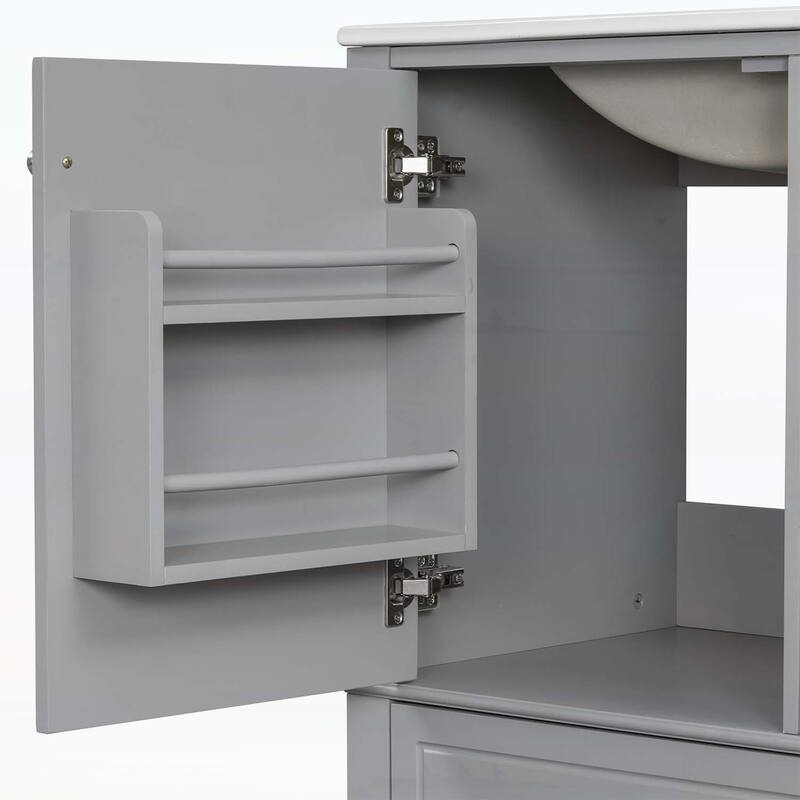 Freestanding Vanity Set with Shelf and Three Drawers,Soft Close Door