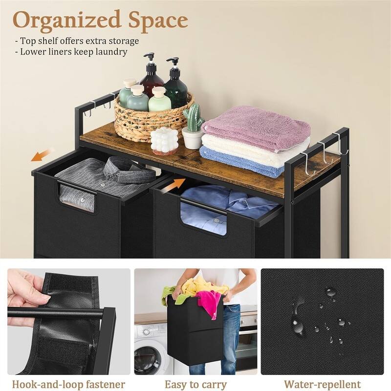 Laundry Hamper with Wheels - 29.4"L x 11.8"W x 29.6"H