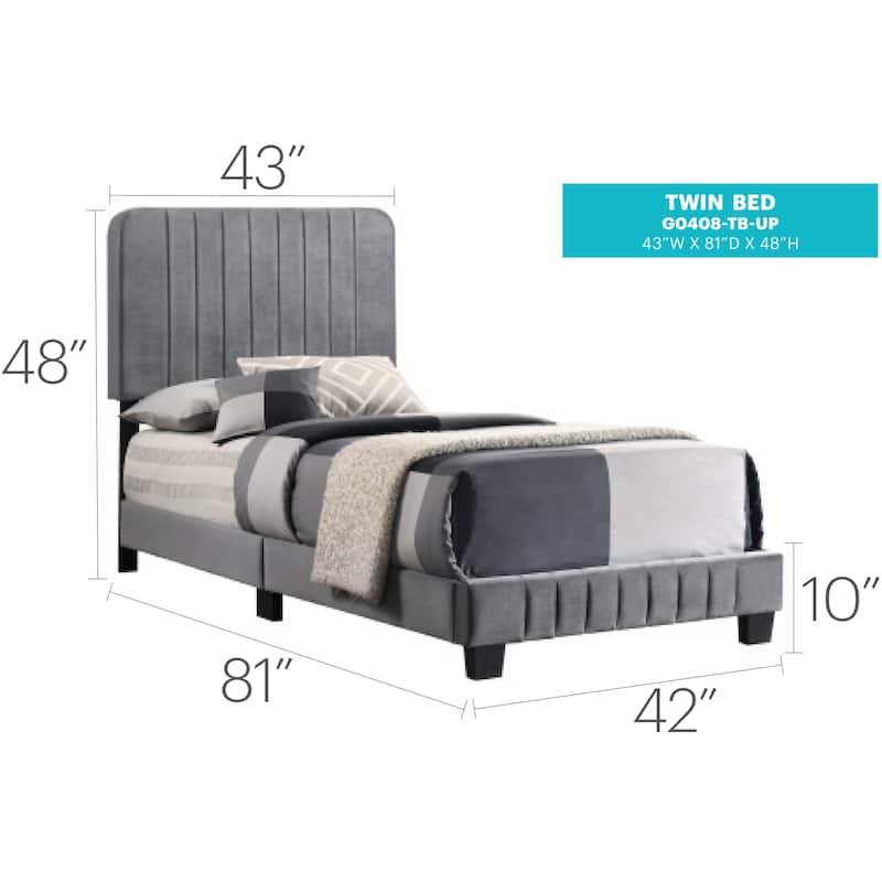 Stylish Gray Twin Bed with Channel Tufted Detailing and Durable Construction