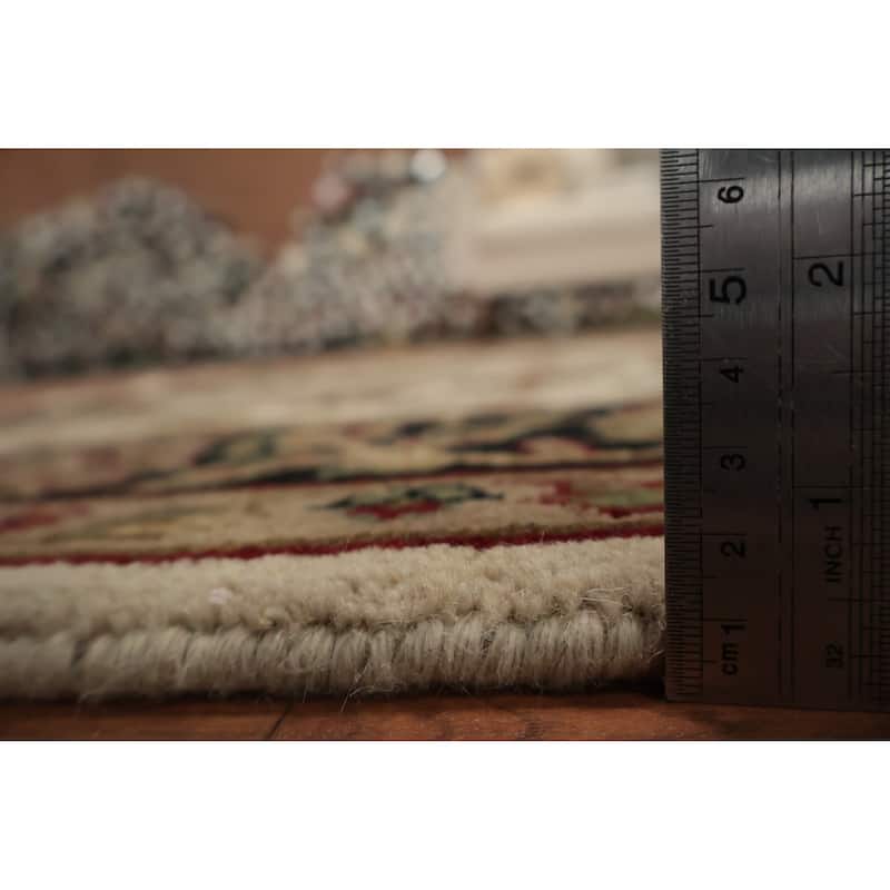 Hand Knotted Oriental 100% Wool Carpet Traditional All-Over Beige & Ivories Agra Area Rug - 6' 1'' X 4' 2''