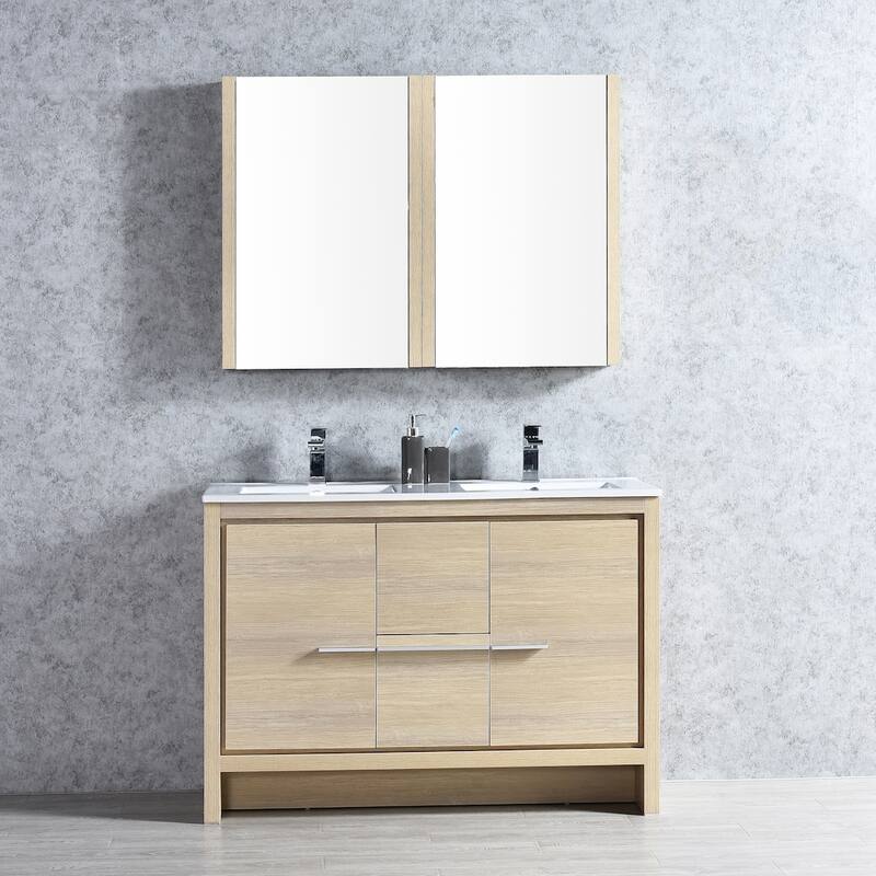 Solid Wood Bathroom Vanity with Mirror Medicine Cabinet