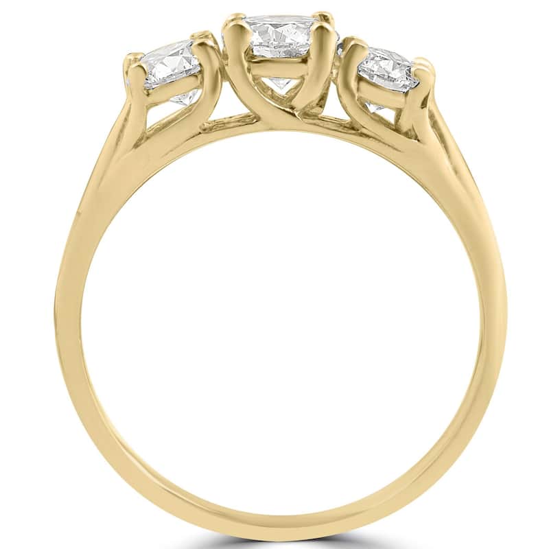 1ct 3-Stone Diamond Engagement Ring Yellow Gold