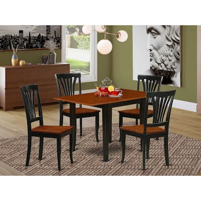 HomeStock 5-Pc Black and Cherry Finish Solid Wood Top-Dining Room Set-Seats 4