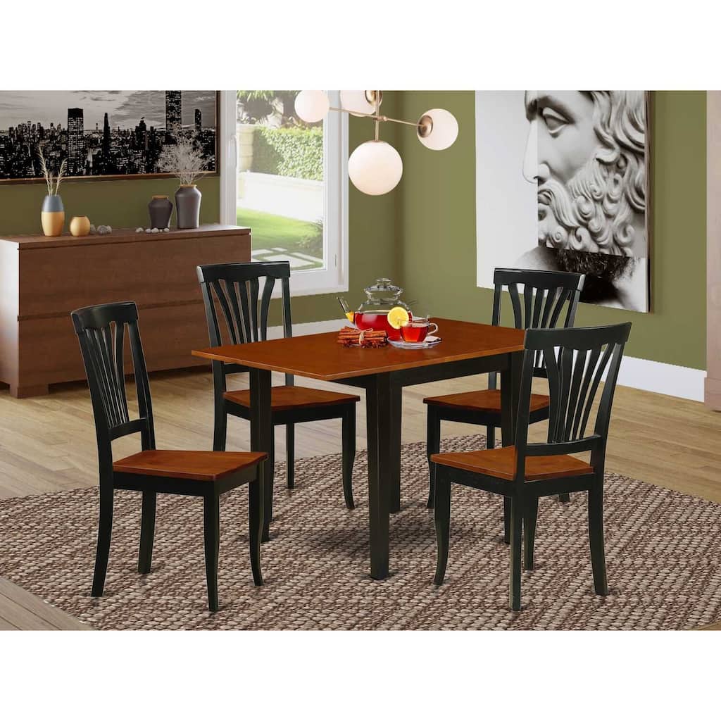 HomeStock 5-Pc Black and Cherry Finish Solid Wood Top-Dining Room Set-Seats 4